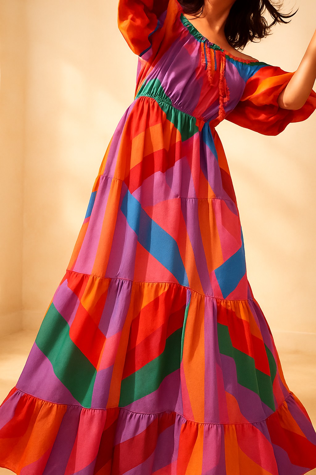 Summer Maxi Dress: Fun Colorful Tiered Style