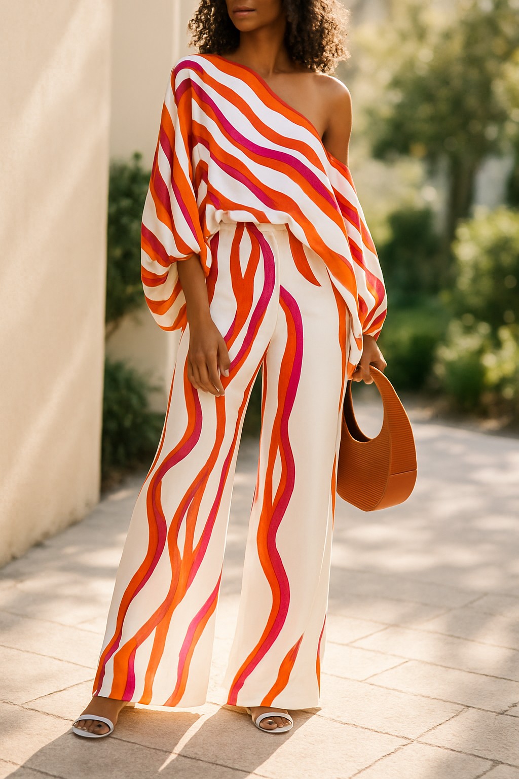 Statement Sleeve Satin Set: Boho Matching Outfit