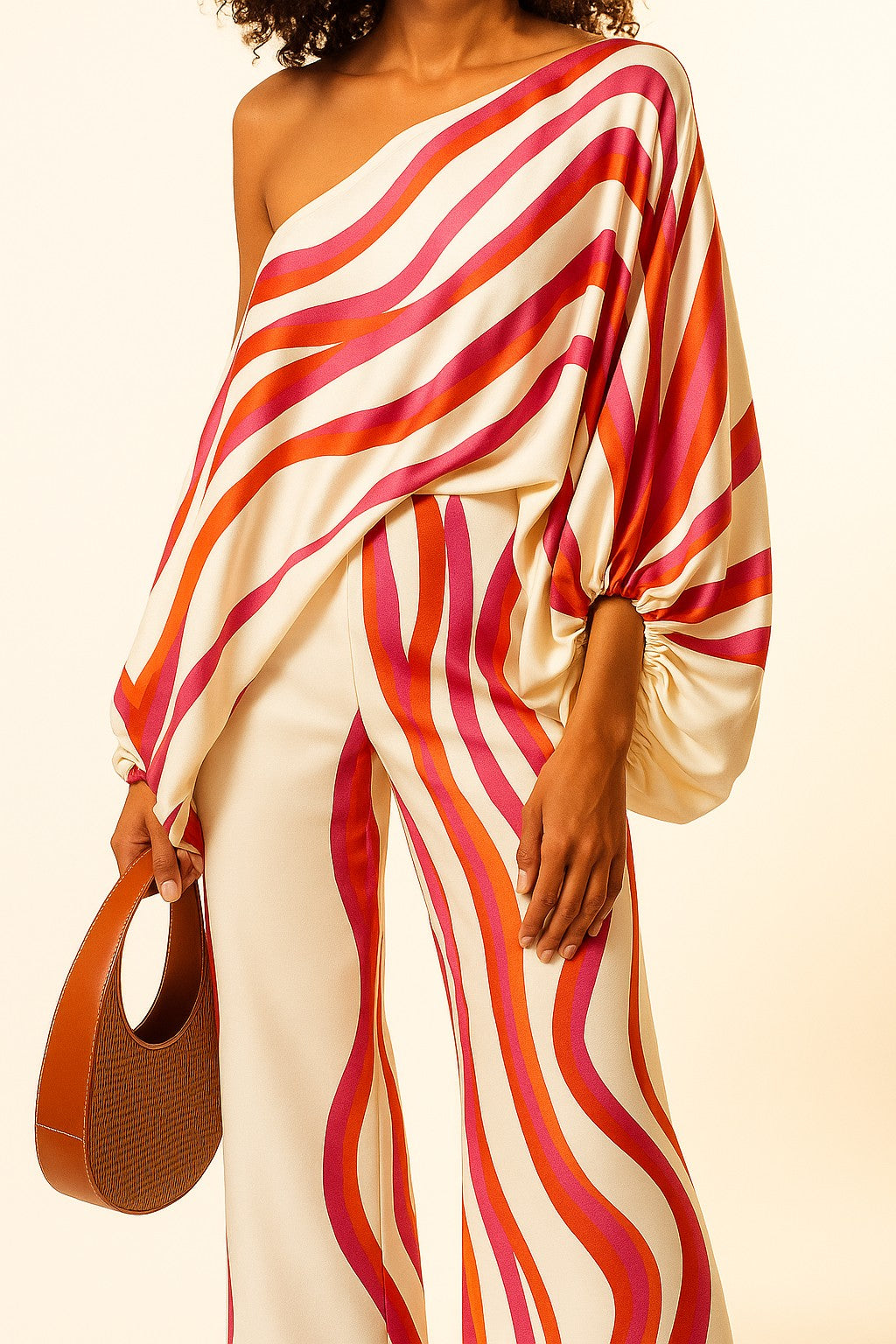 Statement Sleeve Satin Set: Boho Matching Outfit