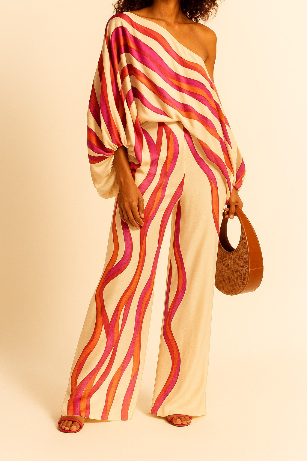 Statement Sleeve Satin Set: Boho Matching Outfit