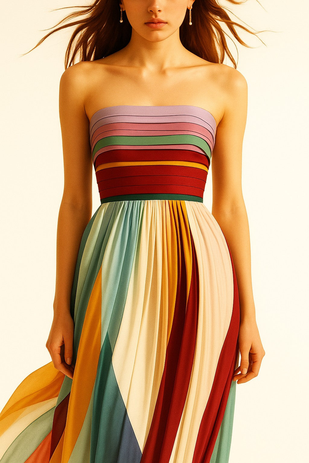 Summer Dress, Elegant Pleated Maxi