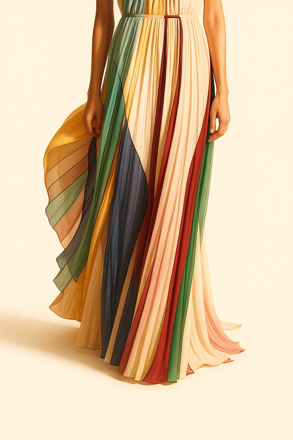 Summer Dress, Elegant Pleated Maxi