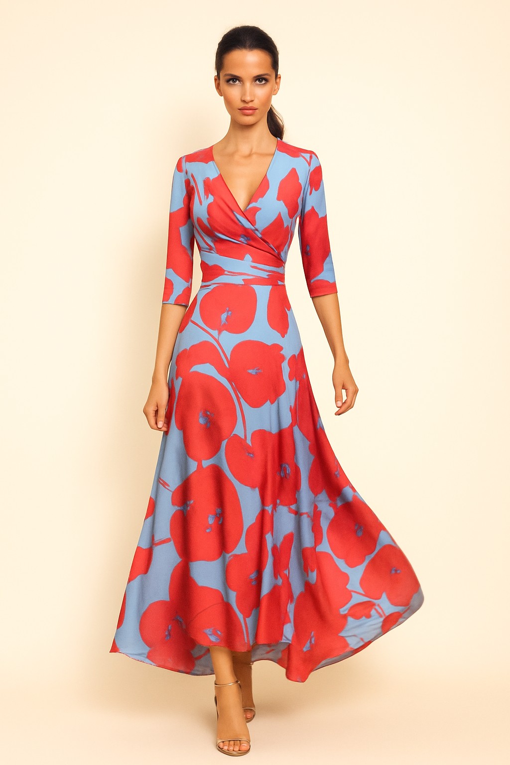 Wrap Dress: Vibrant Floral Evening Attire