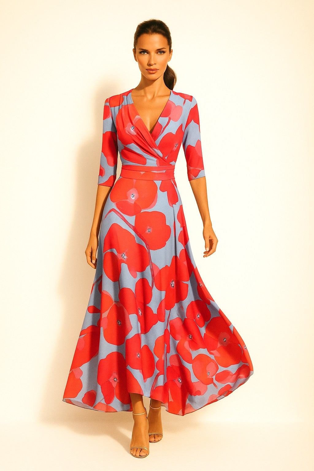 Wrap Dress: Vibrant Floral Evening Attire