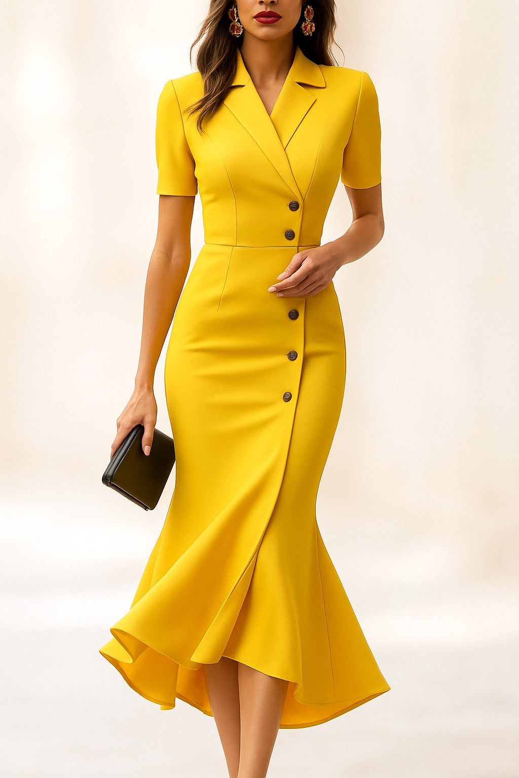 Sleek Yellow Dress, Flattering Fit for All Occasions