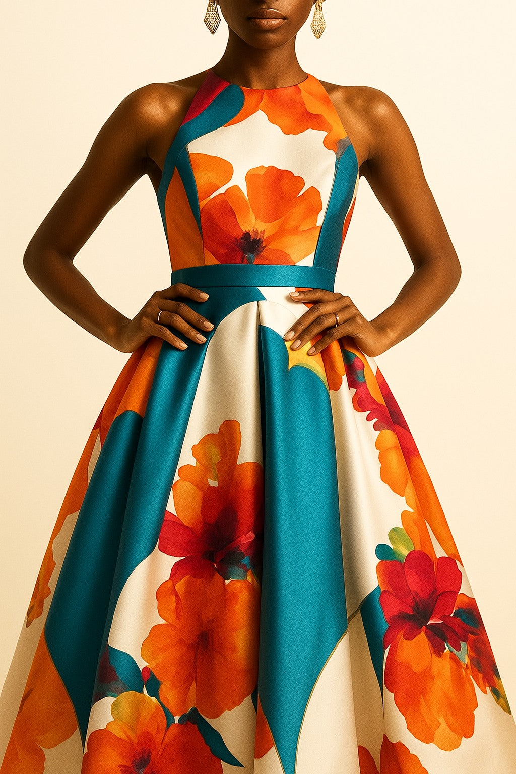 Ball Gown Party Dress Floral Print Style