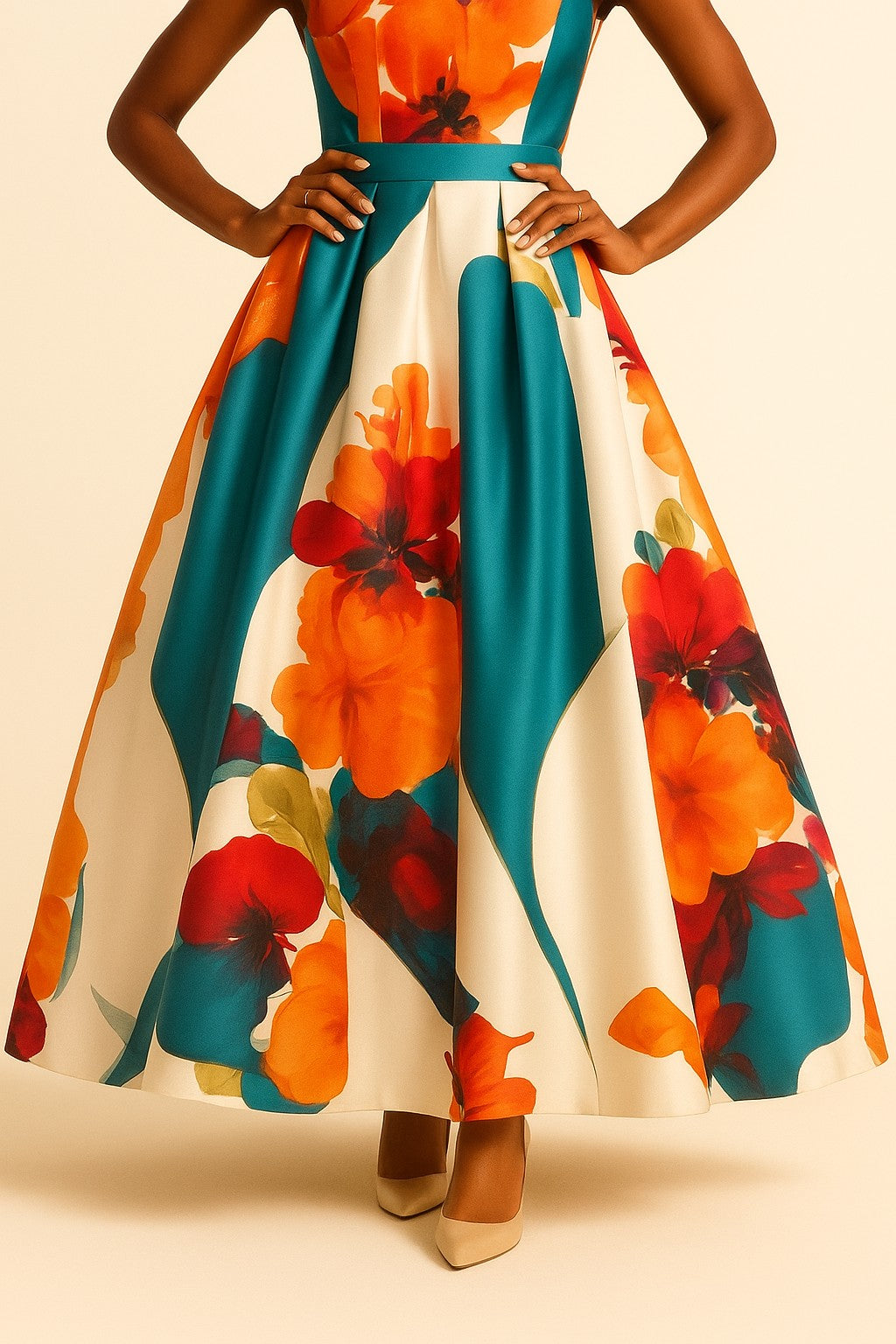 Ball Gown Party Dress Floral Print Style