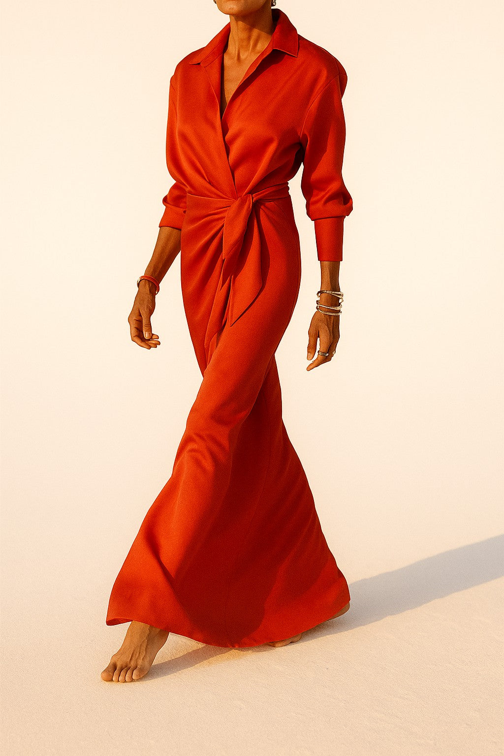 Formal Wear: Elegant Red Satin Maxi Gown