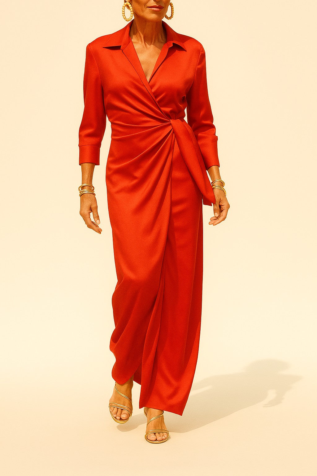 Formal Wear: Elegant Red Satin Maxi Gown