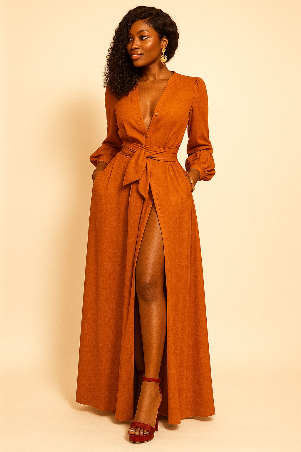 Chic Maxi Dress with Slit | Elegant Party Attire