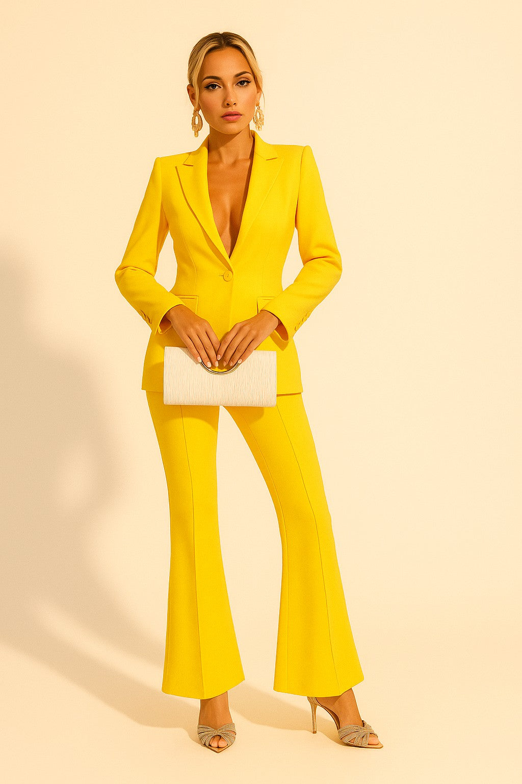 Flared Pants and Yellow Blazer Set