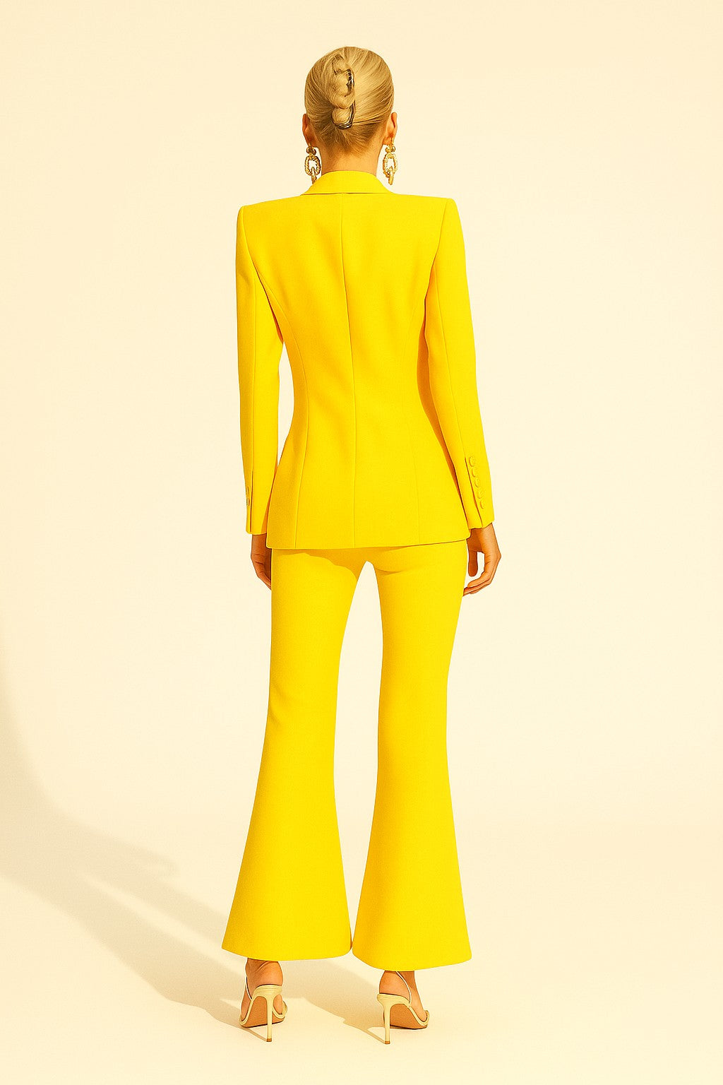 Flared Pants and Yellow Blazer Set
