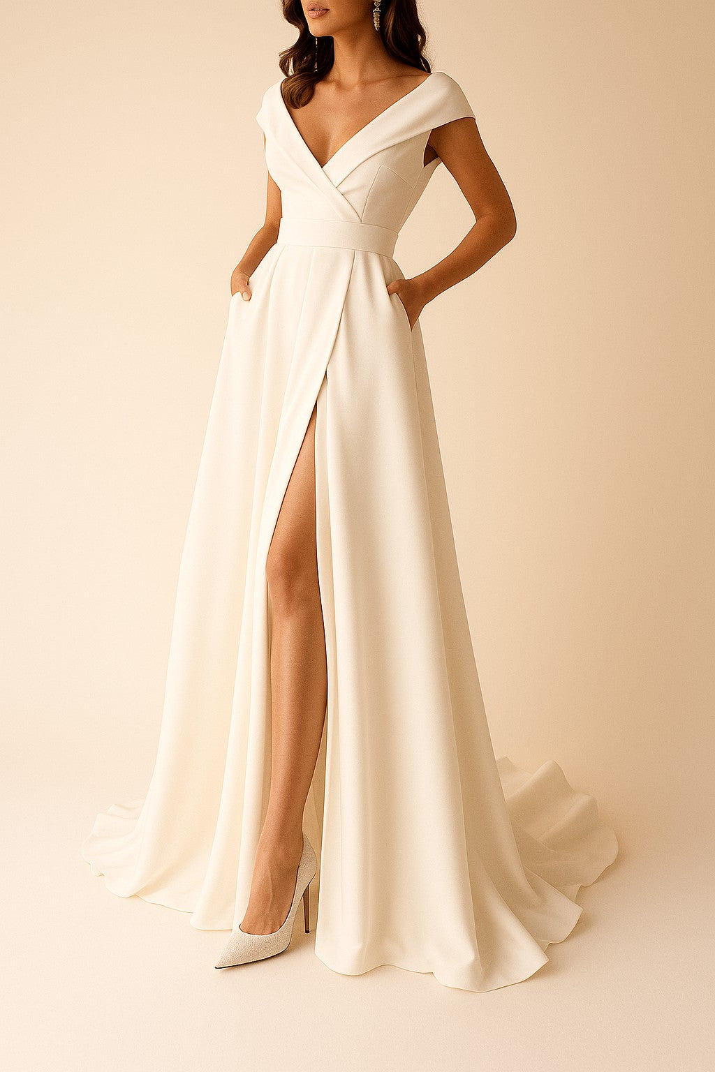 Gorgeous V-Neck Gown for Weddings