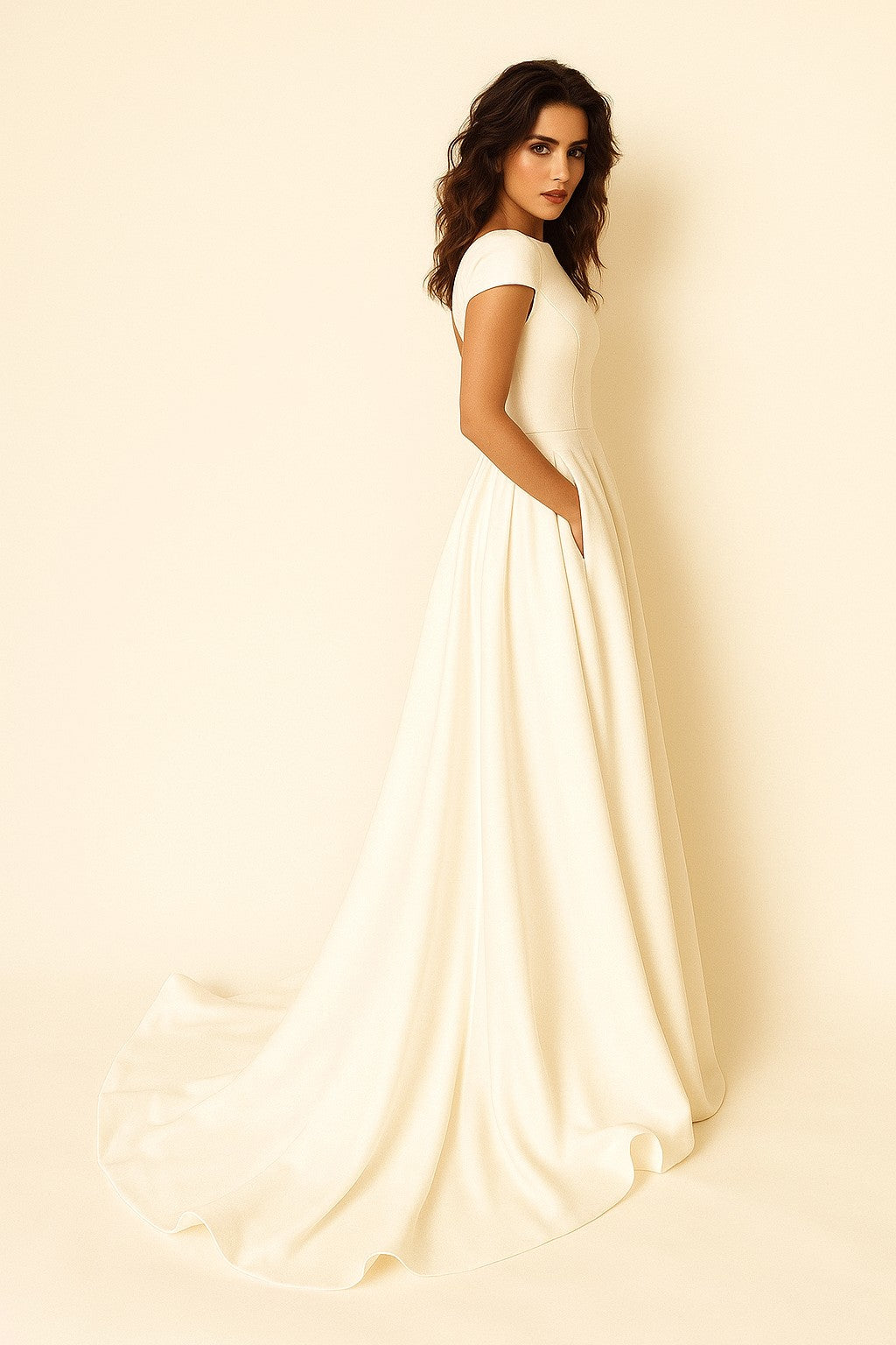 Gorgeous V-Neck Gown for Weddings