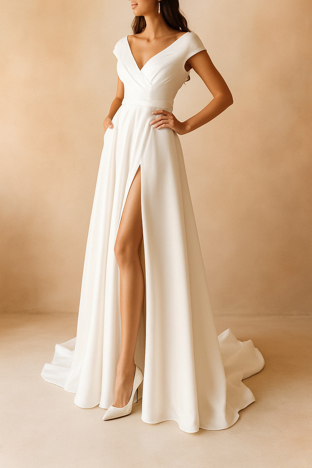Gorgeous V-Neck Gown for Weddings